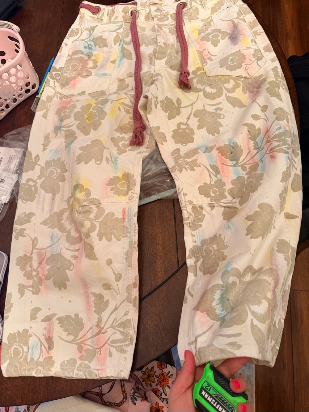 Free People moxie  Floral Wide Leg Pants with Pastel Splashes